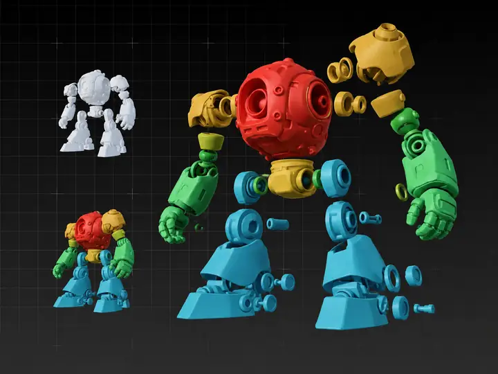 ロボットを編集可能な複数の3Dパーツに分割