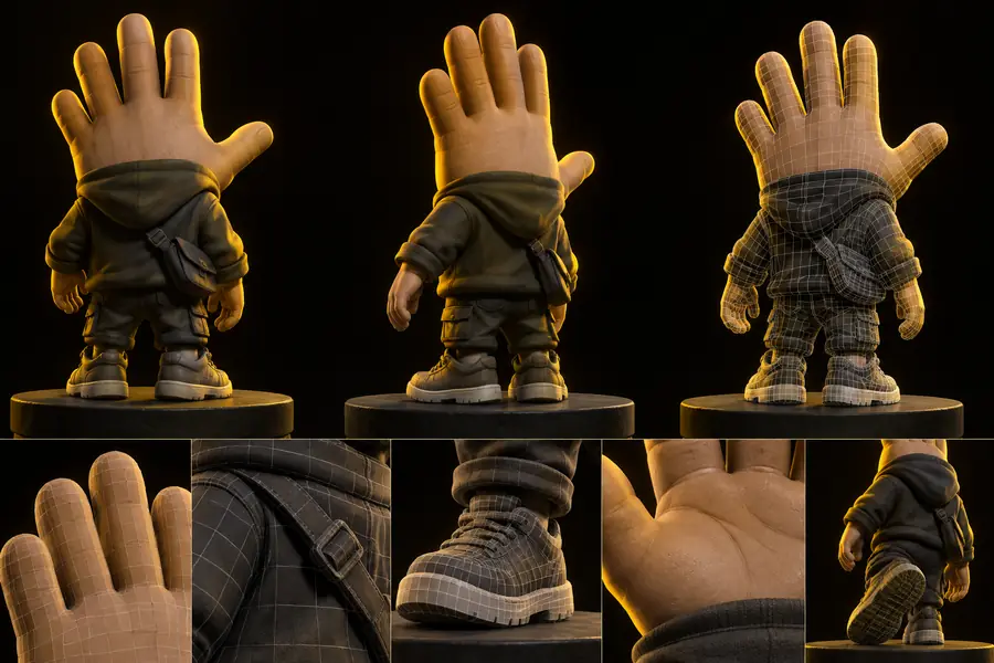 Recurso 3D generado por IA utilizado como referencia para la comparación